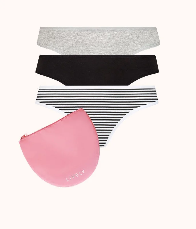 The Cotton Thong Kit: Heather Gray/Jet Black/Black/White Mini Stripe