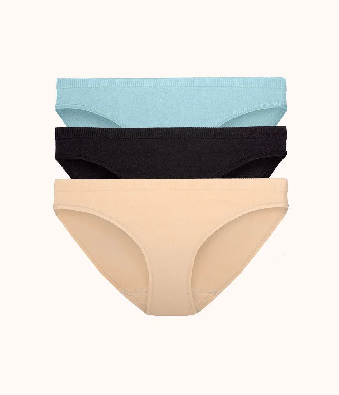 The Seamless Bikini Bundle: Jet Black/Toasted Almond/Sky Blue