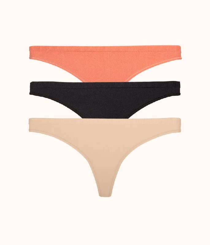 The Seamless Thong Bundle: Terracotta/Jet Black/Toasted Almond