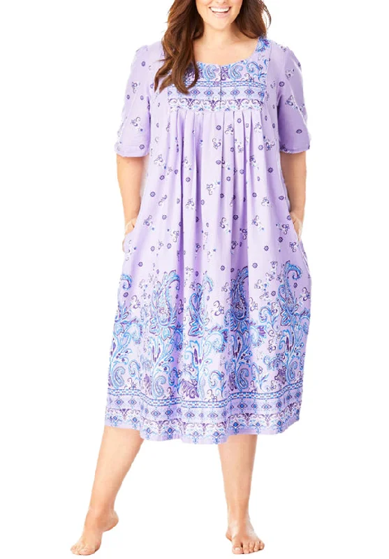 100% Cotton Lilac Printed Short Lounger Dress