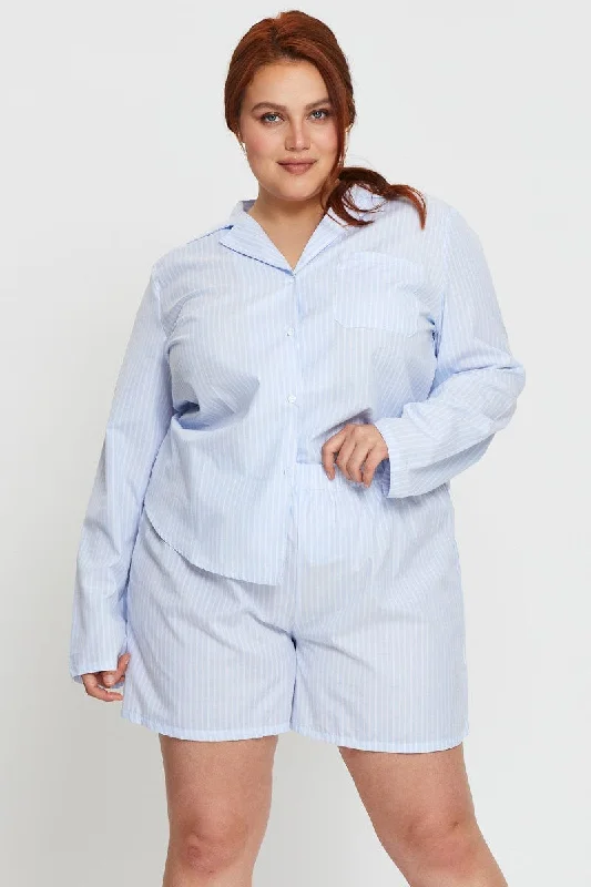 Blue Stripe Pyjama 2 Piece Pj Set