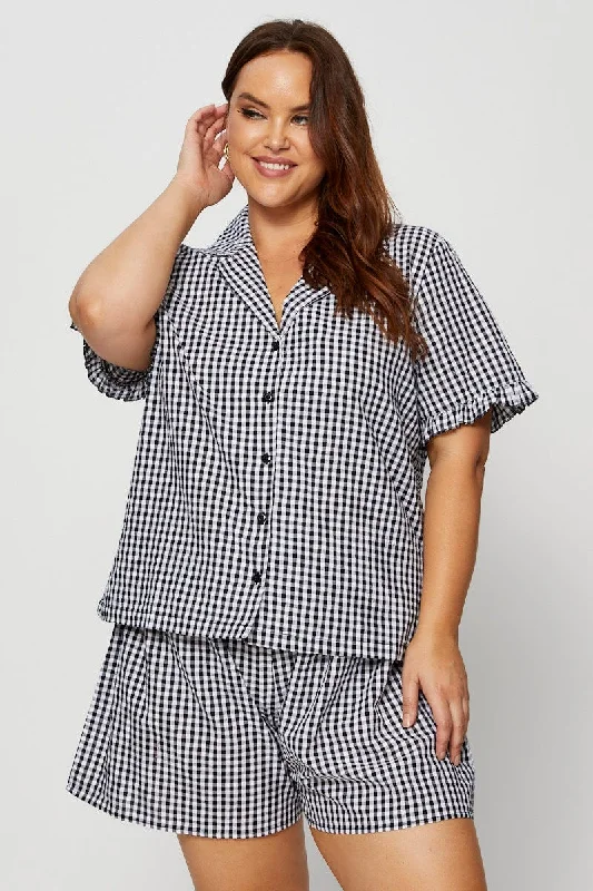 Check Gingham Ruffle Pj Pyjama Set