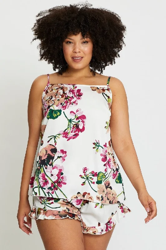 Floral Print Pyjama 2 Piece Pj Set