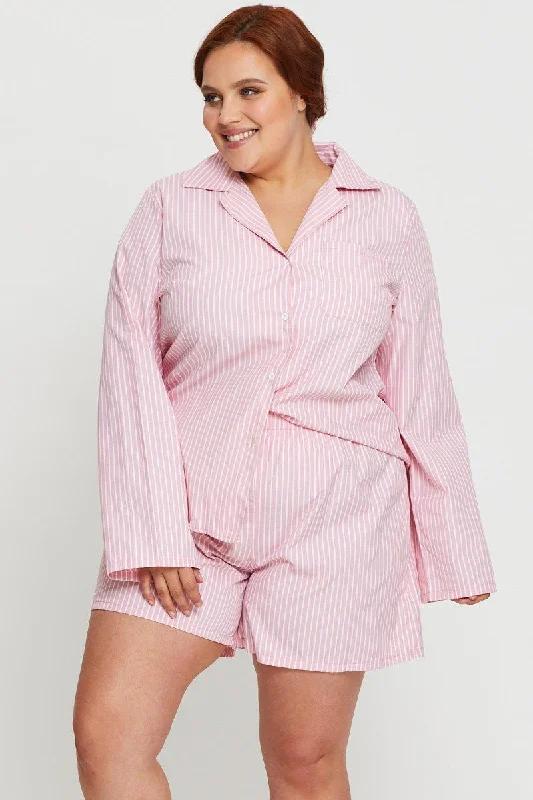 Pink Stripe Pyjama 2 Piece Pj Set