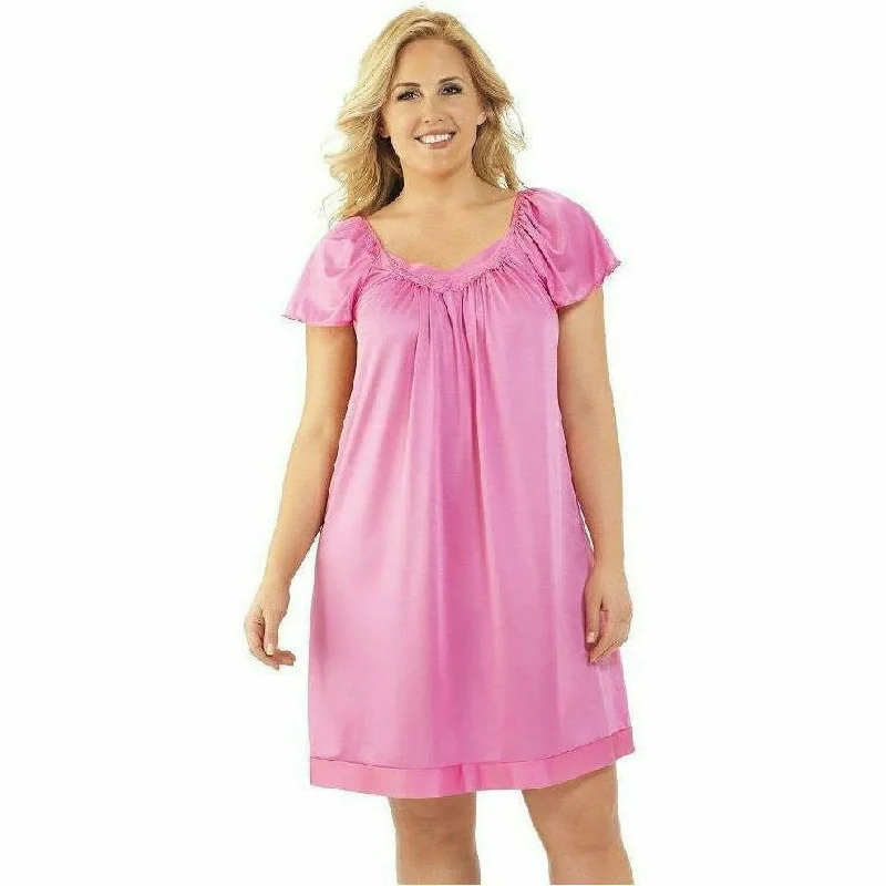 Short Flutter Sleeve Nylon Nightgown