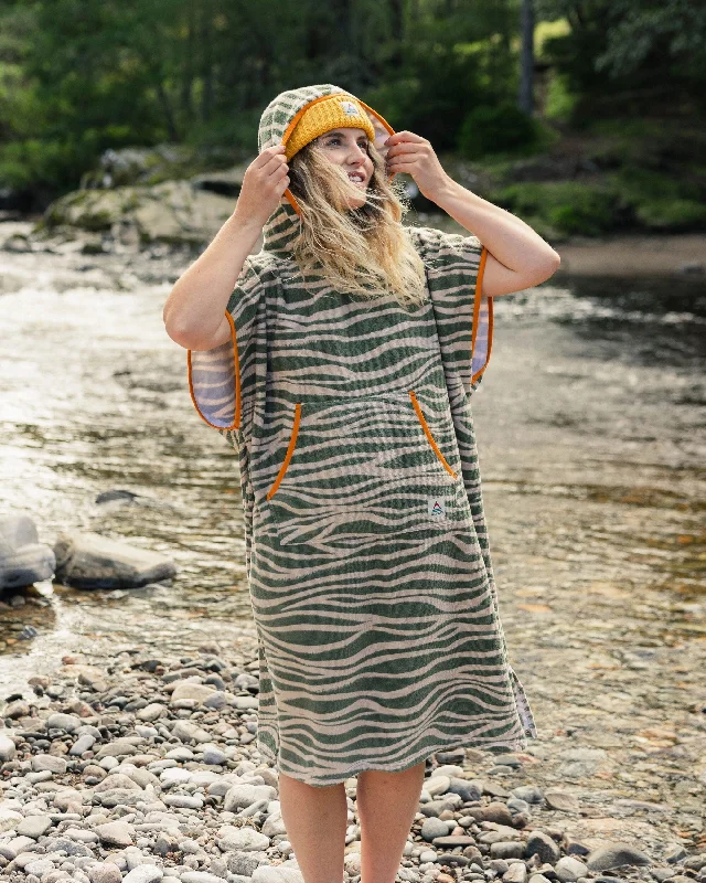 Tulum Recycled Towel Poncho - Strata Khaki Green