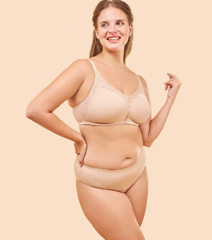 Enamor Fab-Cool AB75 M-frame Jiggle Control Full Support Stretch Cotton Bra for Women- Full Coverage, Non Padded and Wirefree - Pale Skin Enamor Fab-Cool AB75 M-frame Jiggle Control Full Support Stretch Cotton Bra for Women- Full Coverage, Non Padded and Wirefree - Pale Skin