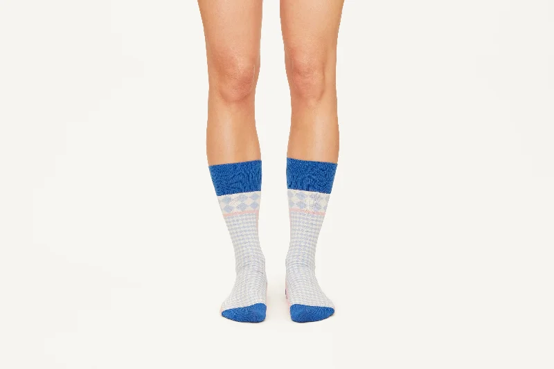 MEGAN - Mid-Calf Diamond Motif Cotton Blend Socks