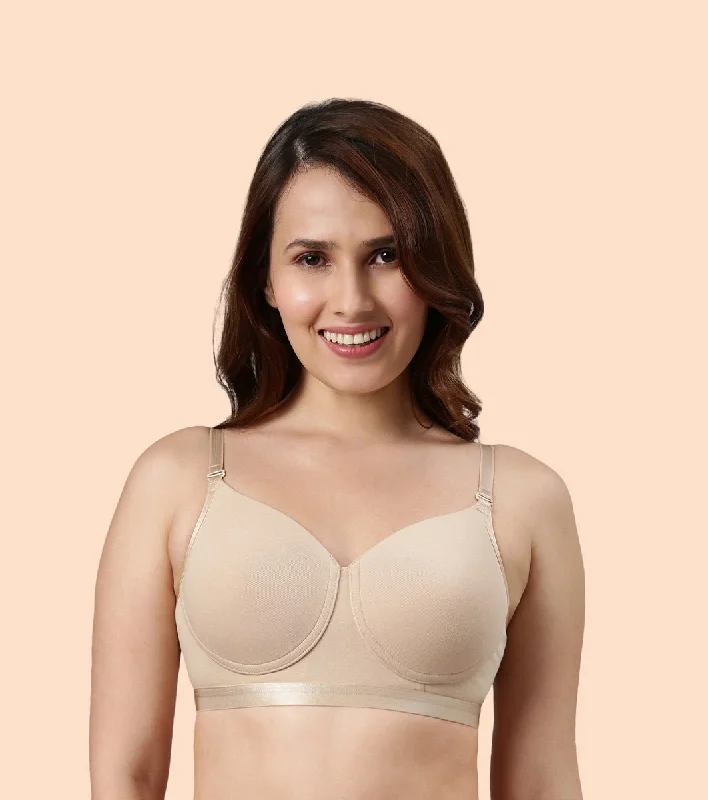 Enamor Fab-Cool A165 Antimicrobial Ultimate Coverage Cotton T-shirt Bra for Women- High Coverage, Padded and Wirefree - Pale Skin Enamor Fab-Cool A165 Antimicrobial Ultimate Coverage Cotton T-shirt Bra for Women- High Coverage, Padded and Wirefree - Pale Skin