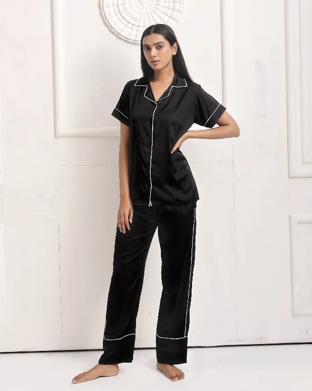 Black Luxe Satin PJ Set