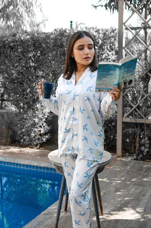 Blue Beaming Bird PJ Set