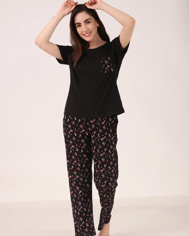 Pink Flower Knitted Pj Set