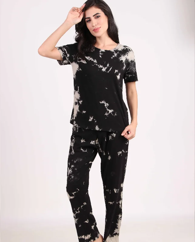 Tie Dye Grey Knitted Pj Set