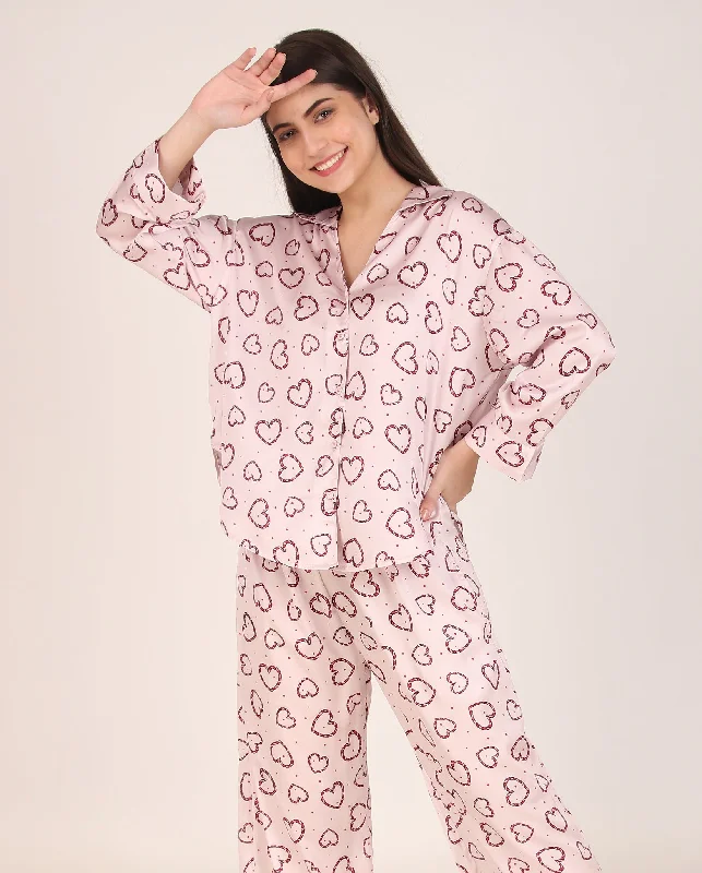 Little Hearts Oversized Satin PJ Set