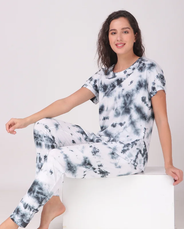 Tie Dye Black Knitted Pj Set