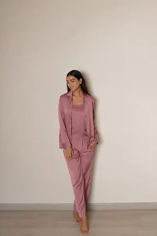 Rose Vale Luxe Satin -3 Pcs PJ Set