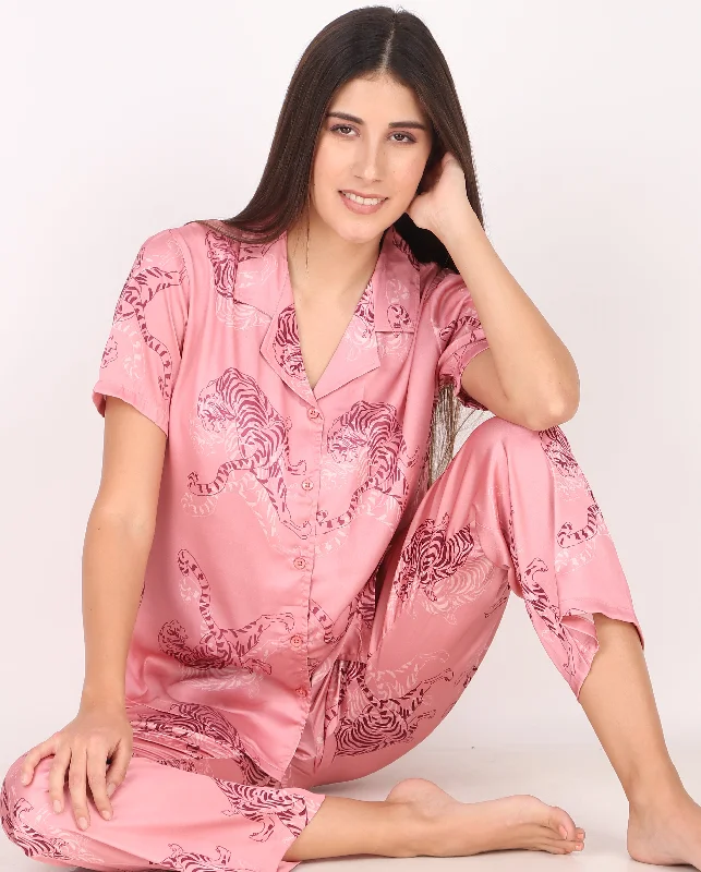 Pink Lion Satin PJ Set