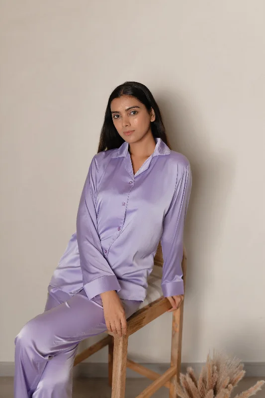 Soft Purple Luxe Satin PJ Set
