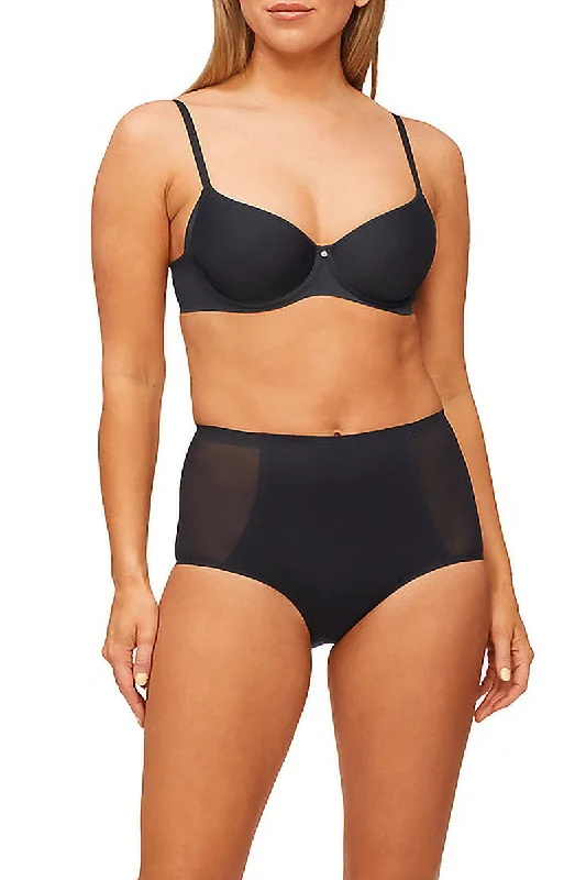 Solid And Sheer Waisted Brief