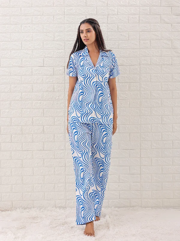 Spiralling Blues PJ Set